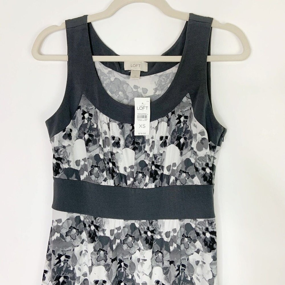 NEW Loft Gray Floral Y2K Dress Women’s Size XS - Picture 2 of 8
